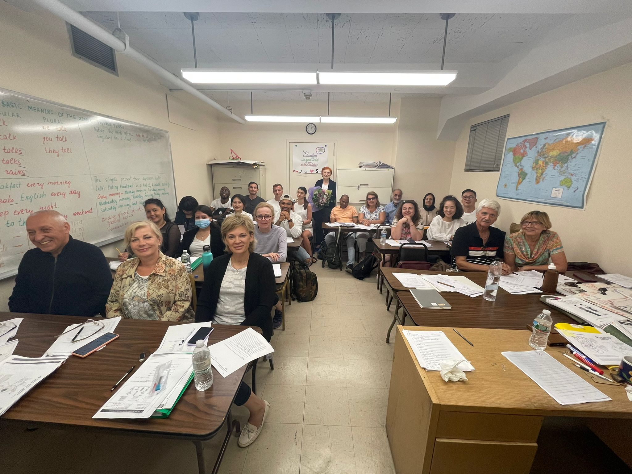 Adult ESL students in class